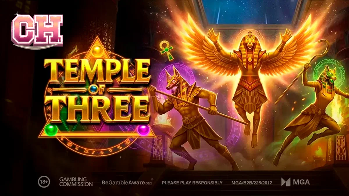 Giao diện trò chơi slot Temple of Three với các vị thần Ai Cập